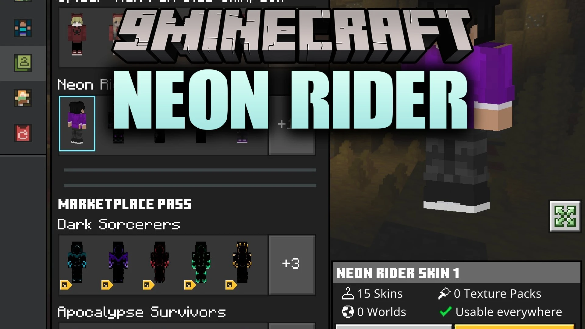 Neon Rider Skin Pack (26.x, 1.21) – Futuristic Cyber Outfits with Glowing