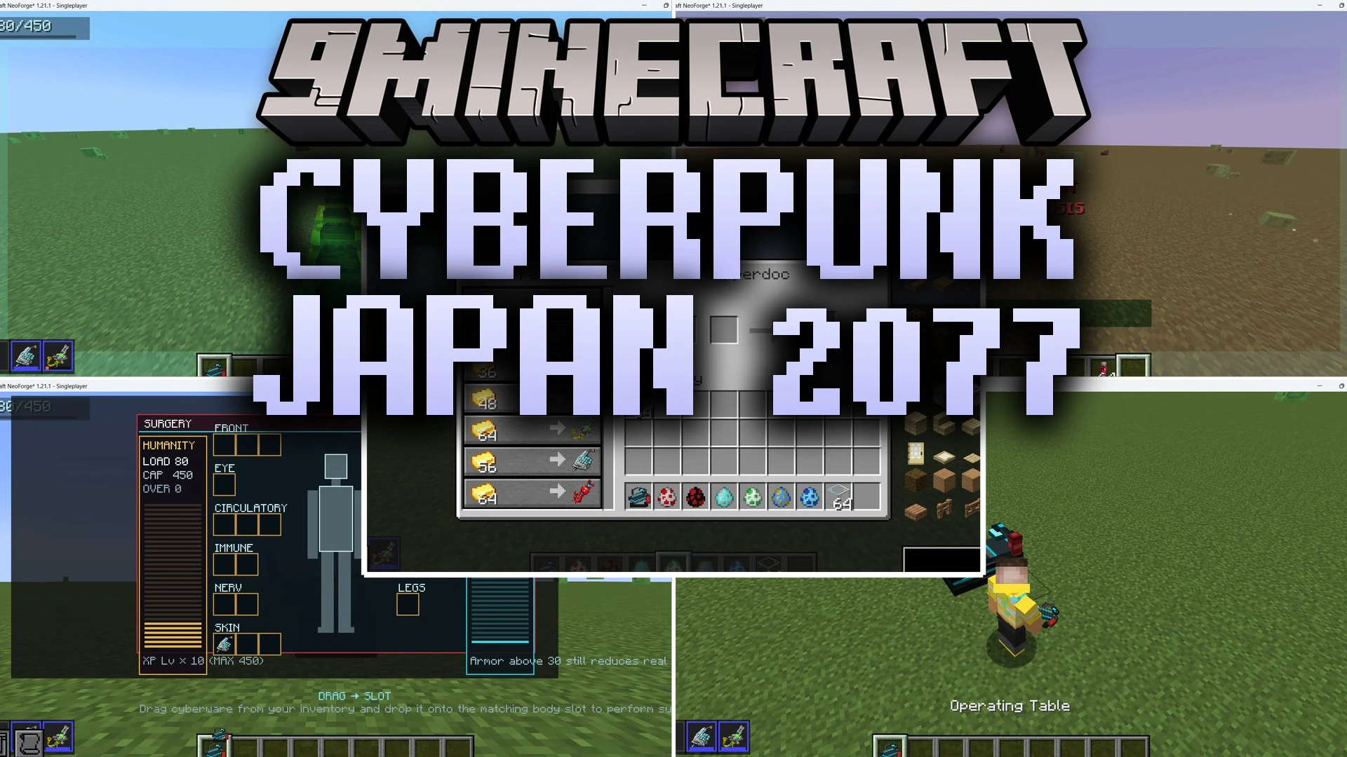 Cyberpunk Japan 2077 Mod (1.21.1) – Install Cyberware Implants to Slow Time