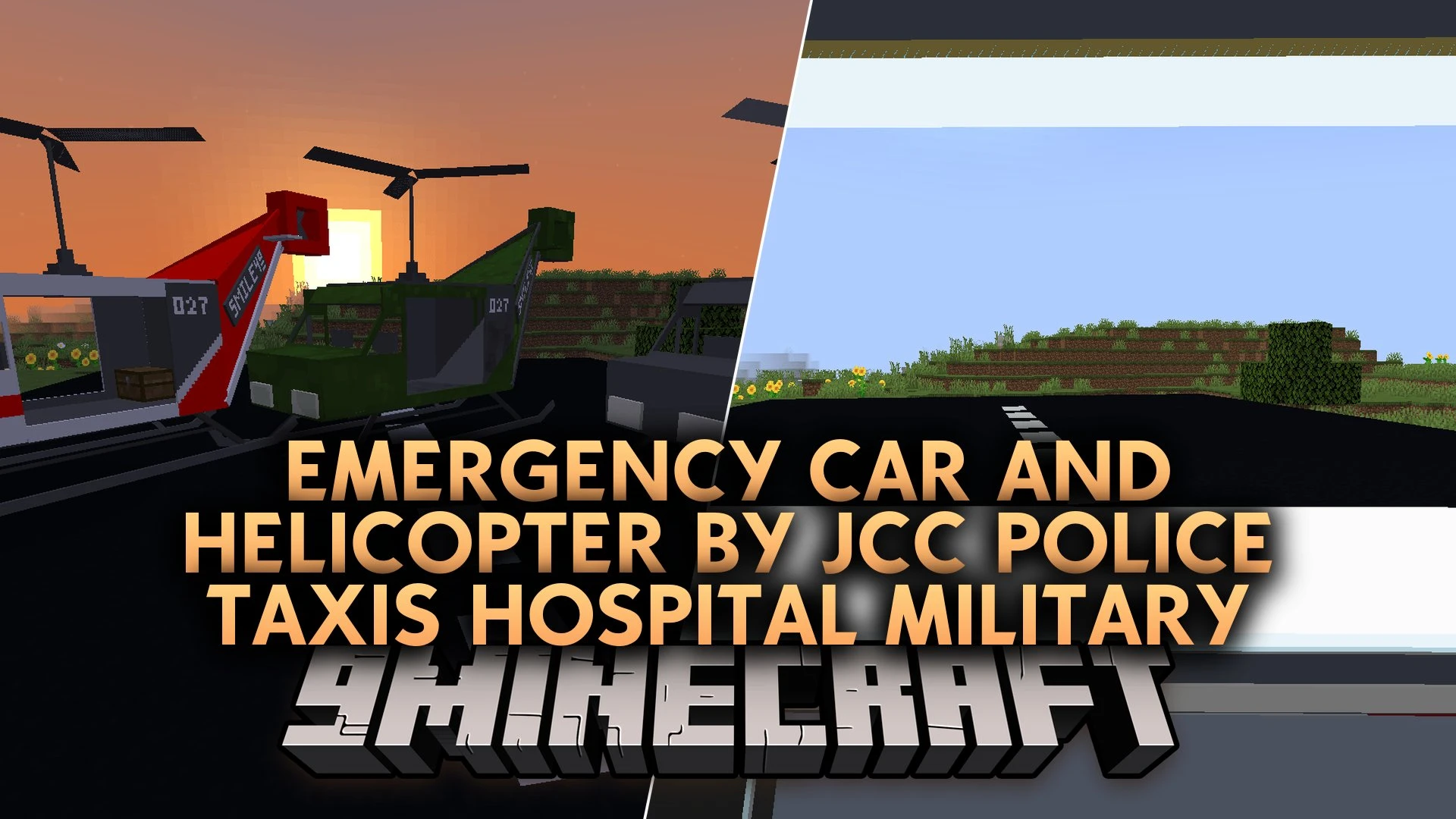 Emergency Car and Helicopter by JCC Police Taxis Hospital Military Mod (1.20.1)