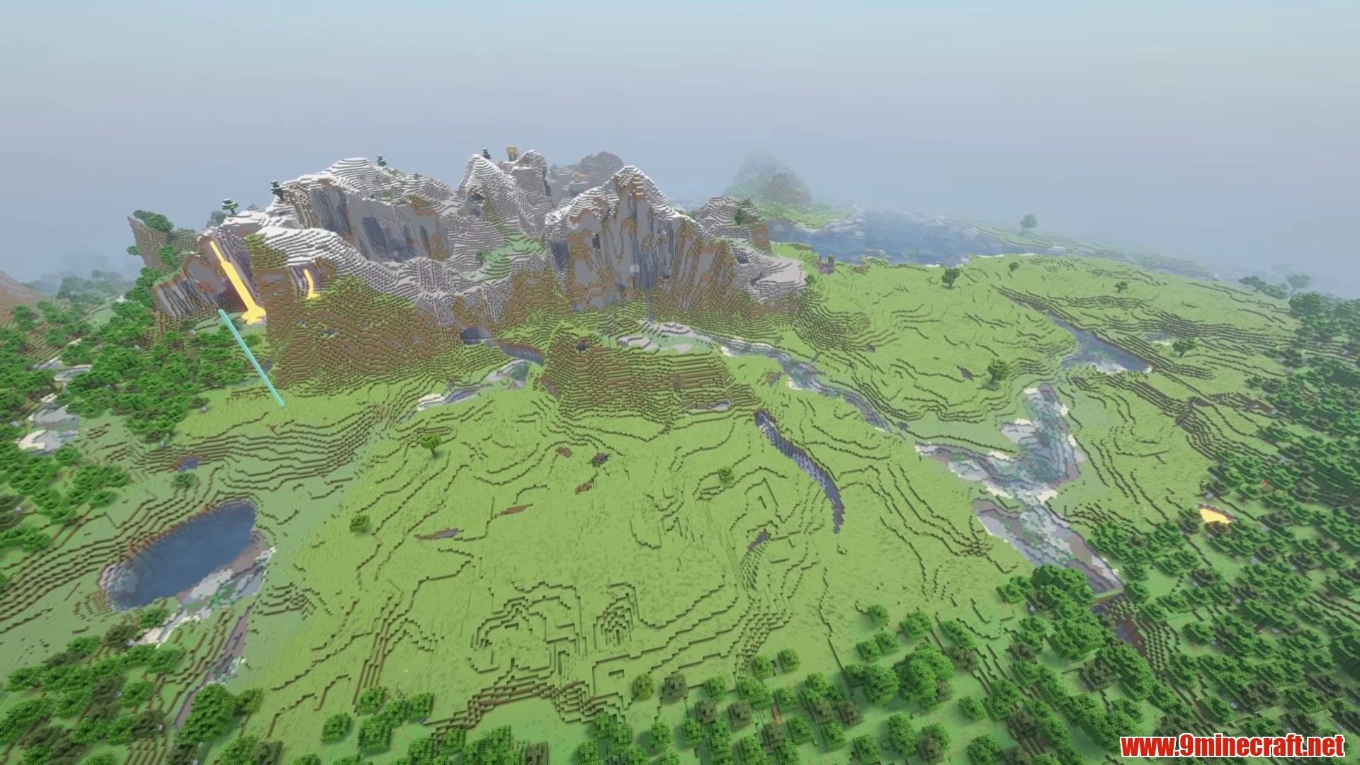 Scenic River Peninsula Village & Lush Orchard - Minecraft 26.3 Seed -7489312891202271031 View 2