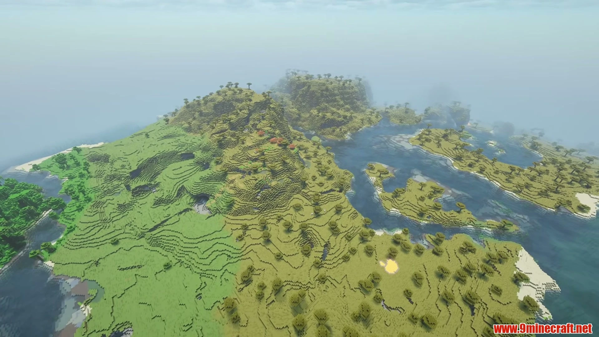High Plateau Vista Village with Mountain Backdrop - Minecraft 26.3 Seed -2087574327673544210 View 2